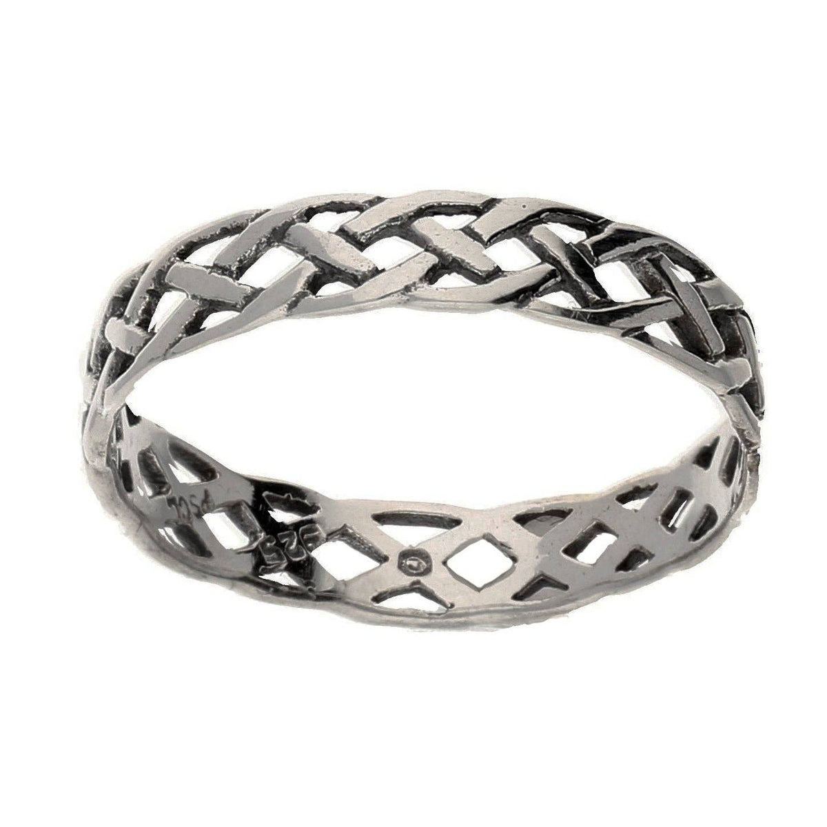 Narrow 4mm Neverending Celtic Knot Sterling Silver Band Ring