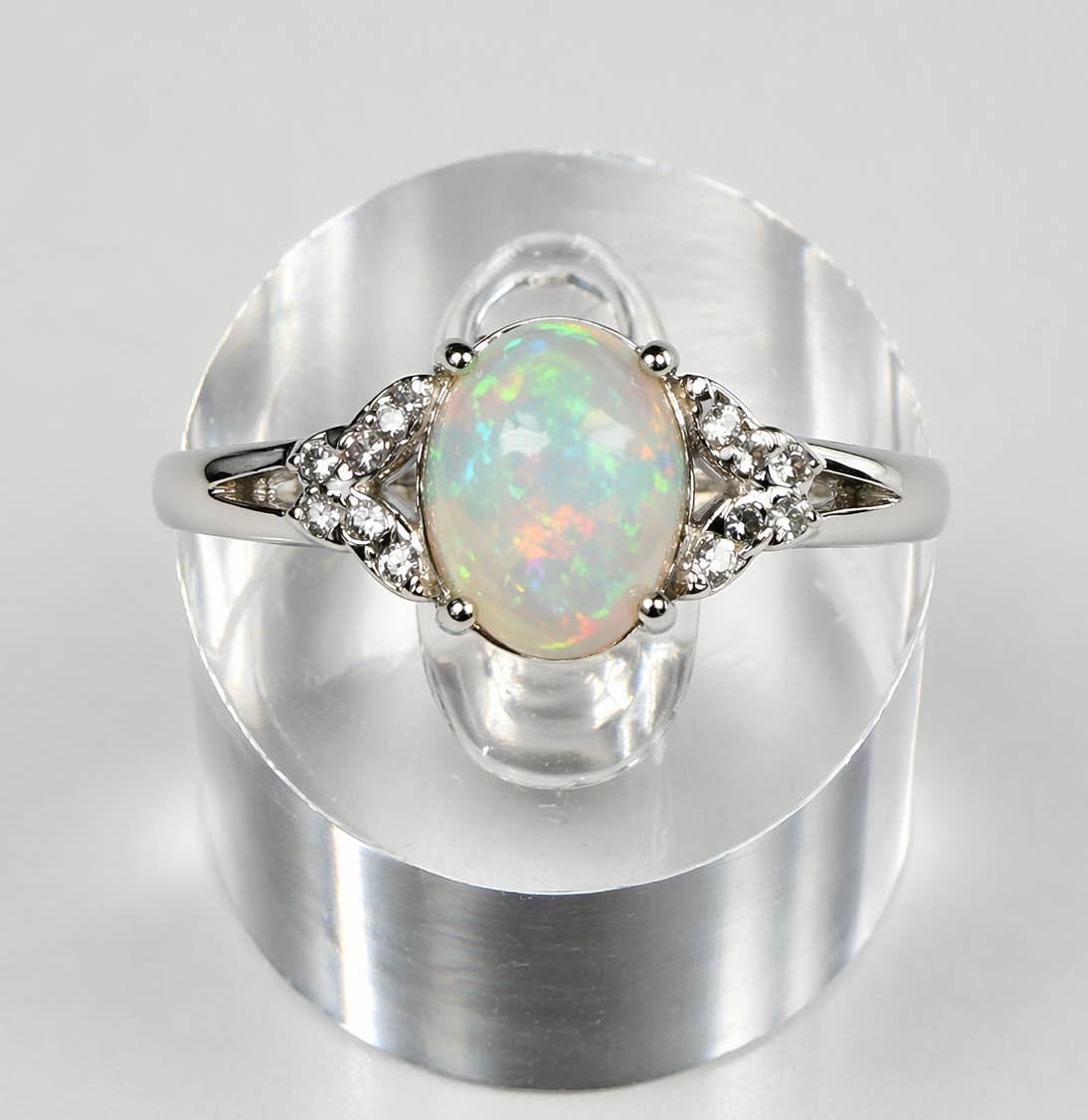 Natural Opal Stainless Steel Rings 7x9mm