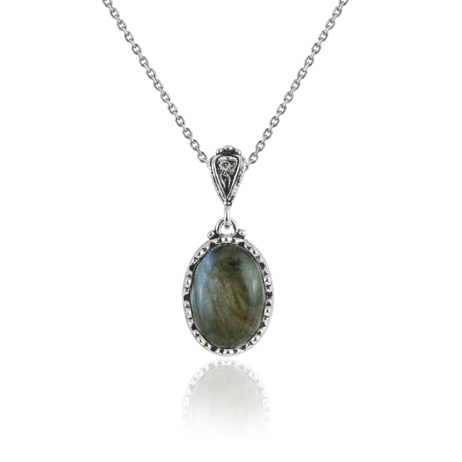 925 Silver Filigree Crown Labradorite Gemstone Woman Pendant