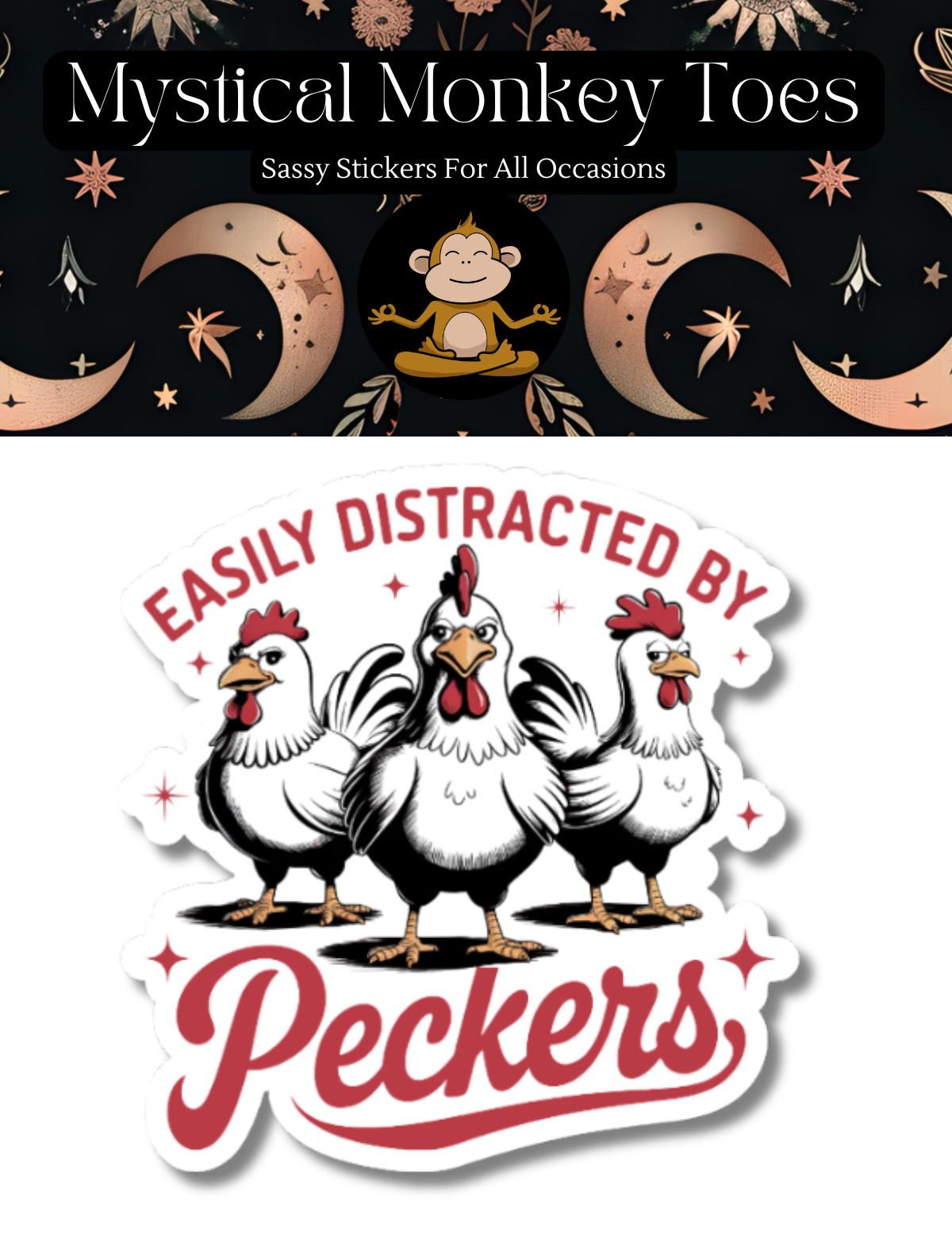 Funny Easily Distracted By Peckers Vinyl Sticker