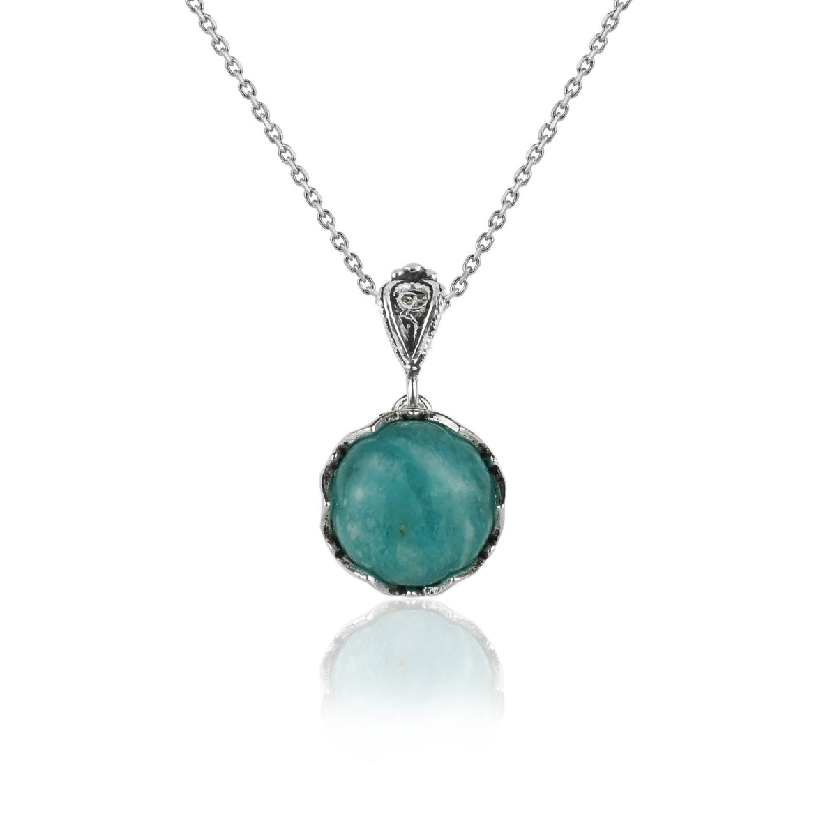 Amazonite Gemstone Sterling Silver Women`s Pendant