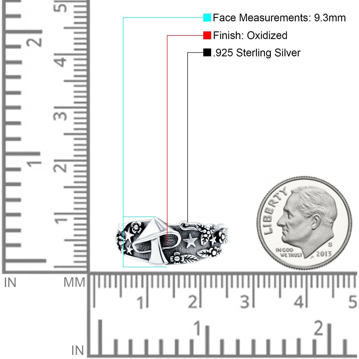 Mushroom Oxidized Band Ring