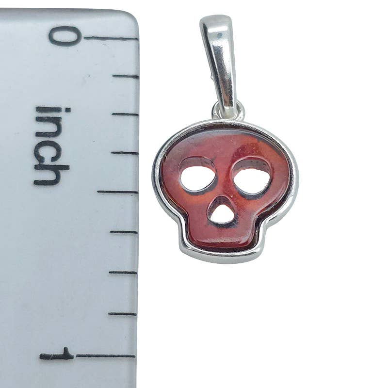 Cherry Amber .925 Sterling Silver Skull Pendant