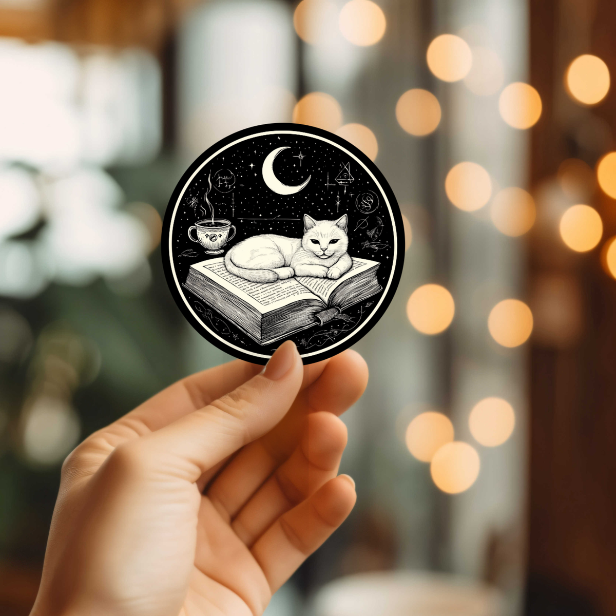 Beautiful Witchy Cat Vinyl Sticker