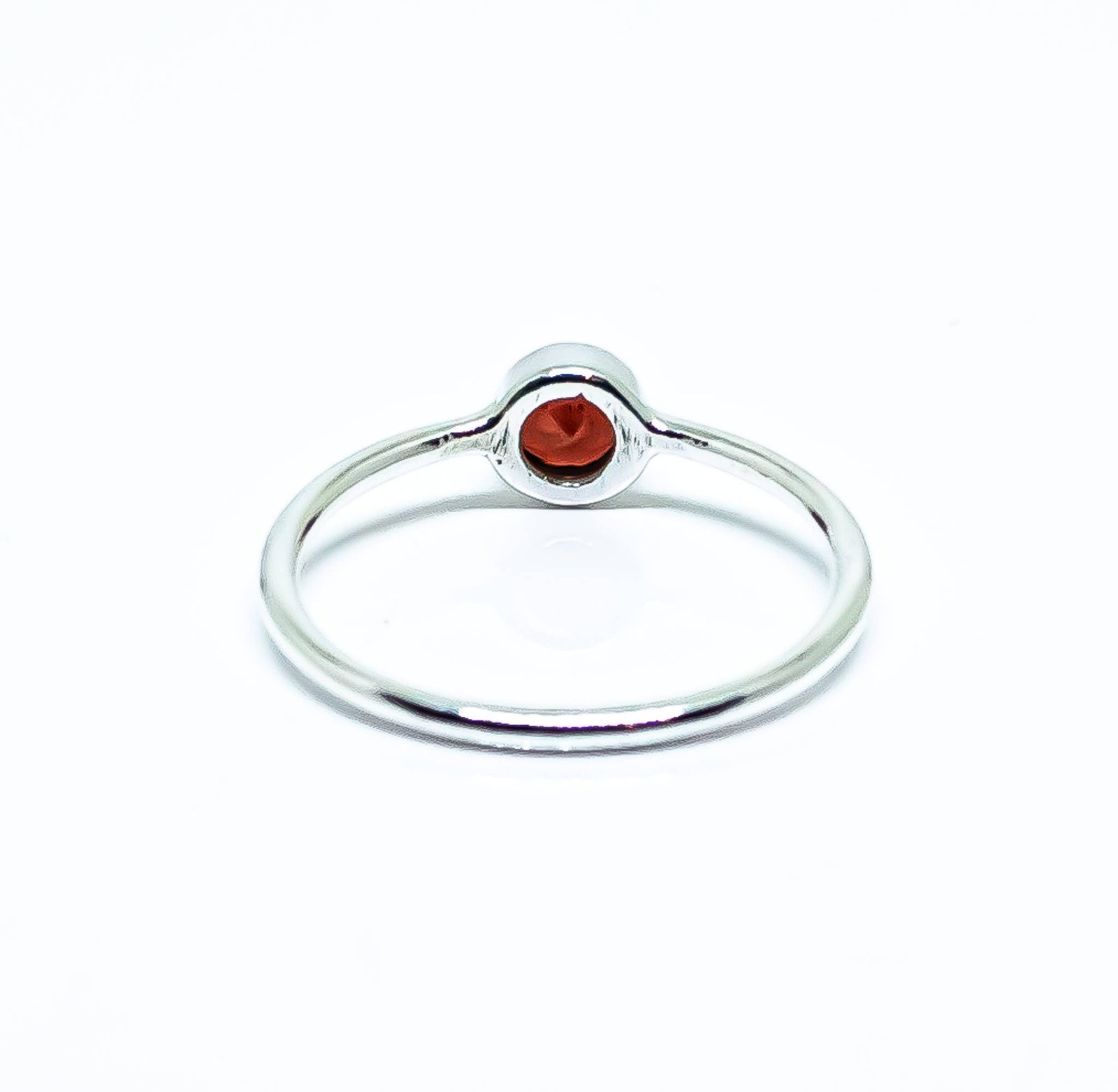 Garnet Ring Sterling Silver 925 Round