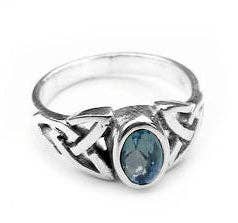 Sterling Silver Simulated Blue Topaz Celtic Knot Ring