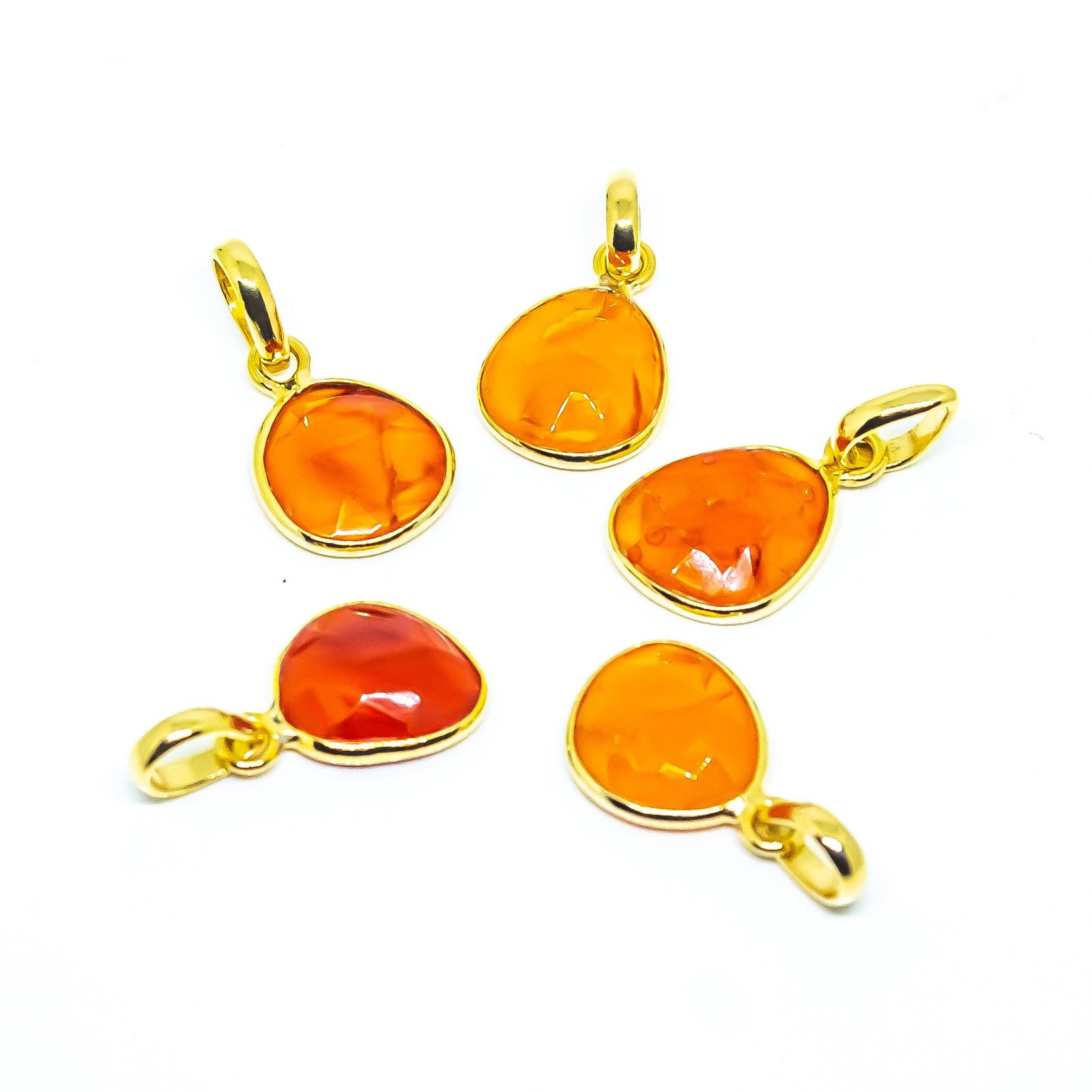 Carnelian Gemstone Sterling Silver Pendant 18K