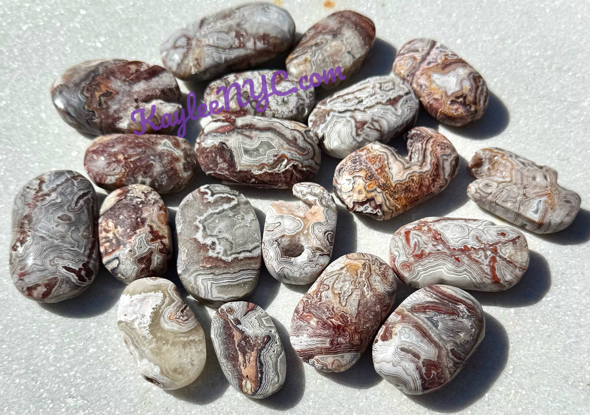 Natural Mexican Lace Agate Palm Stone