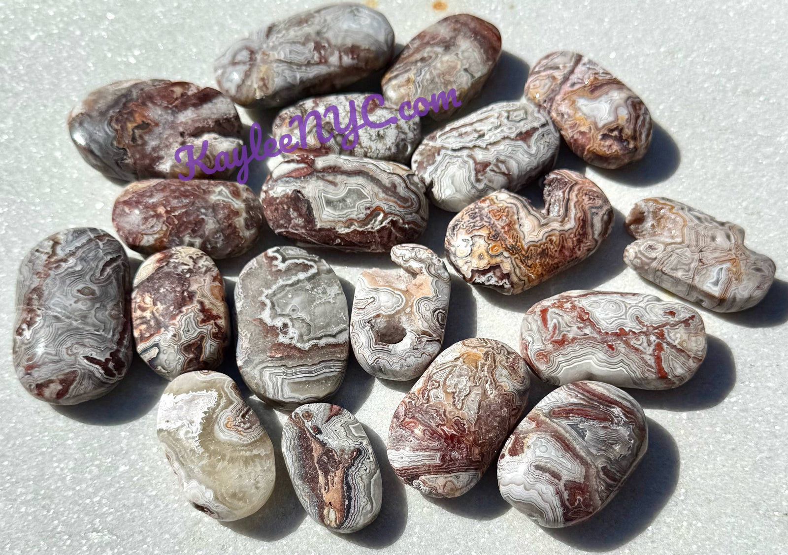Natural Mexican Lace Agate Palm Stone