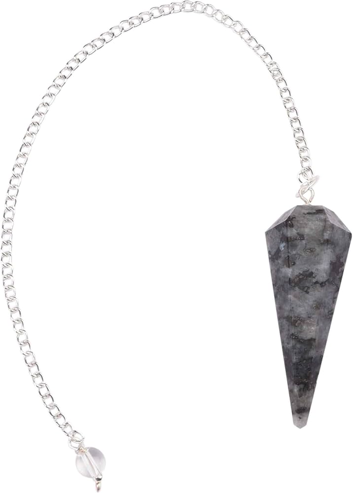 Larvakite Faceted Crystal Pendulum