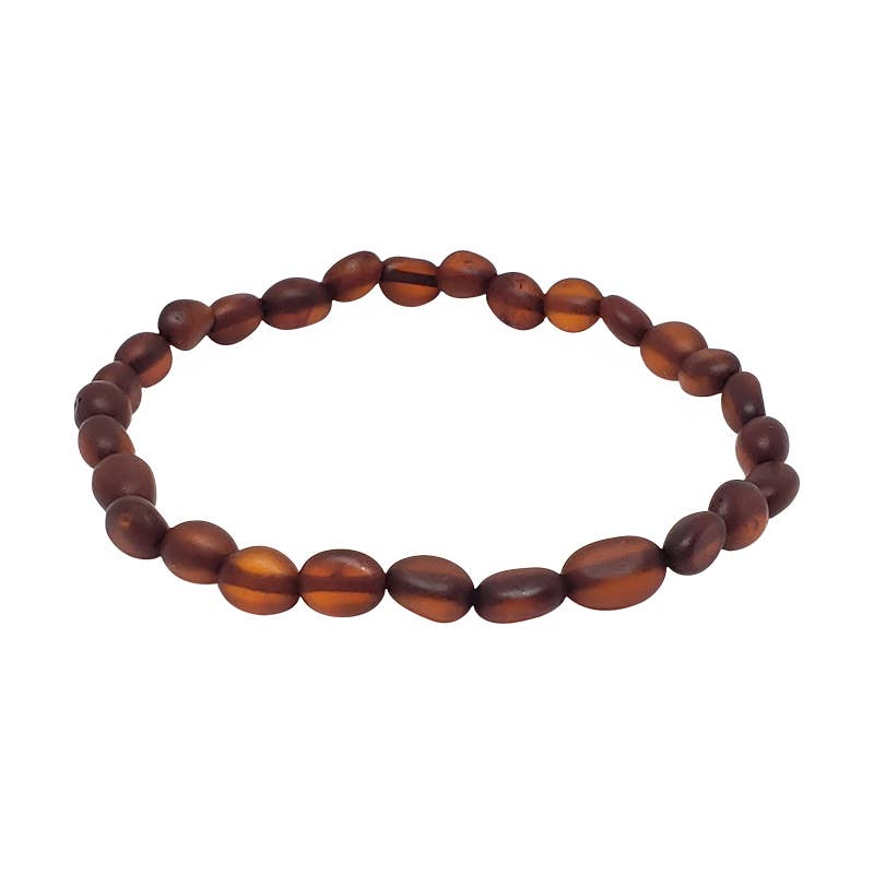 Small Matte Cherry Amber Beaded Stretch Bracelet
