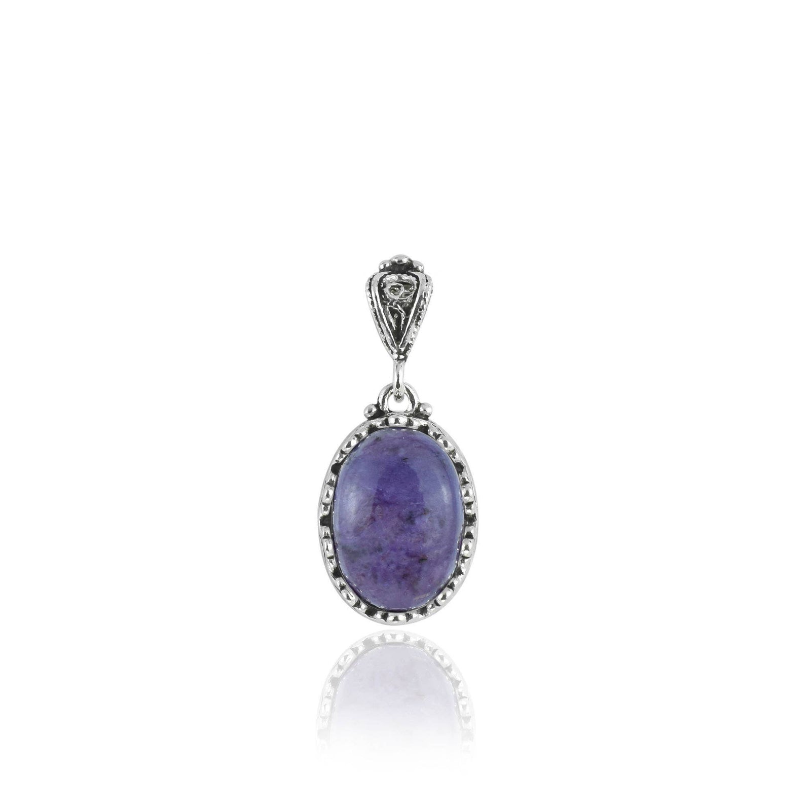 925 Silver Filigree Crown Charoite Gemstone Woman Pendant