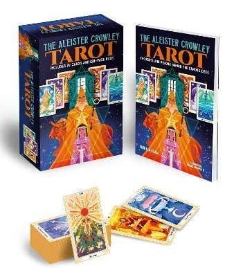 Two tarot card boxes with cards displayed in front on a white background