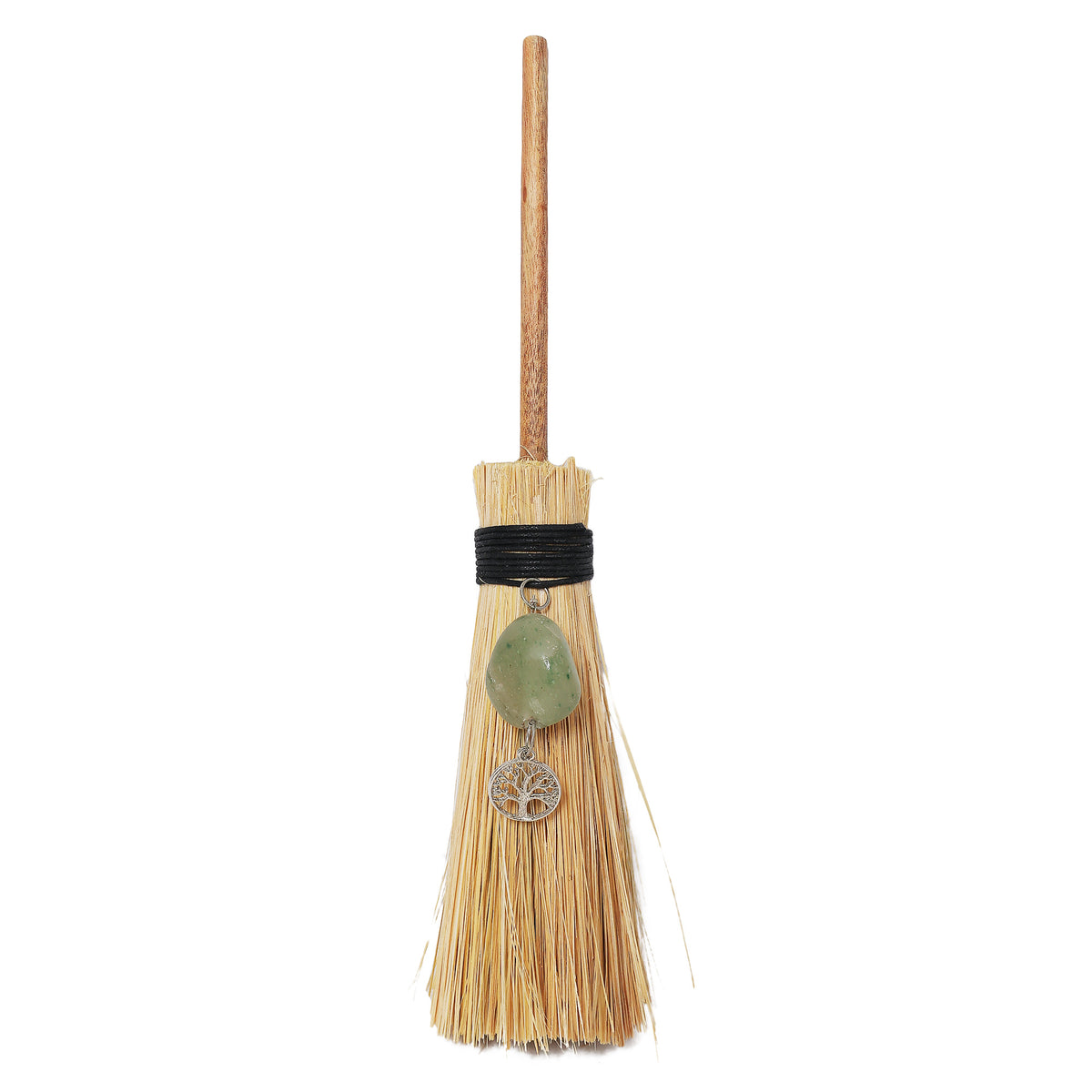 Ritual Altar Broom Green Aventurine w/ Tree of Life 9&quot; (Besom)
