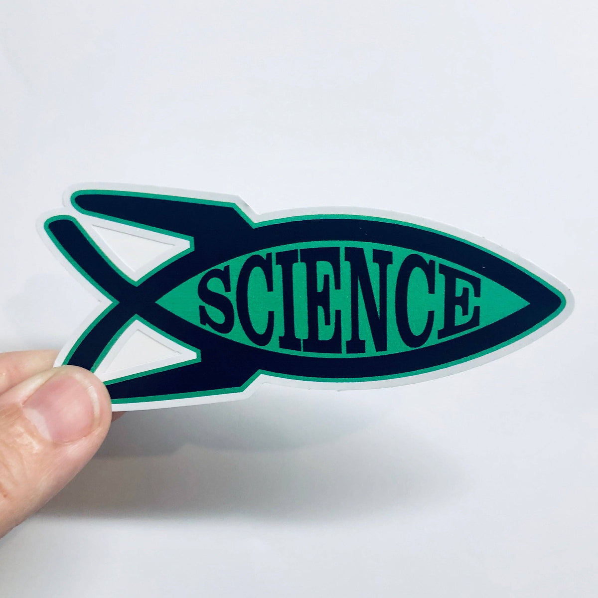 Science rocket fish sticker