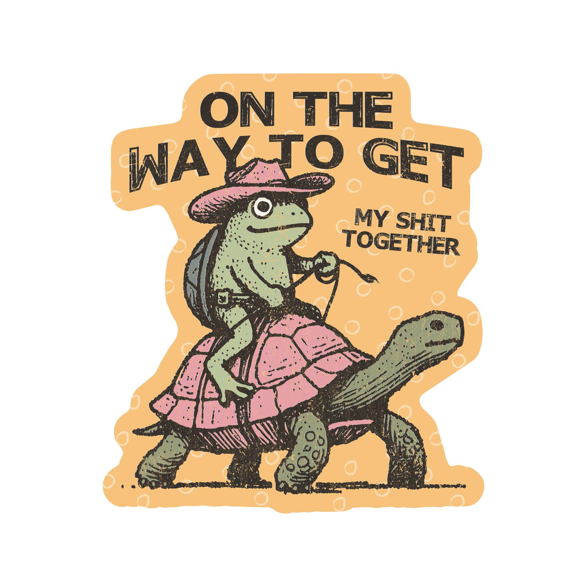 Frog Cowboy on Turtle High Quality Vinyl Sticker