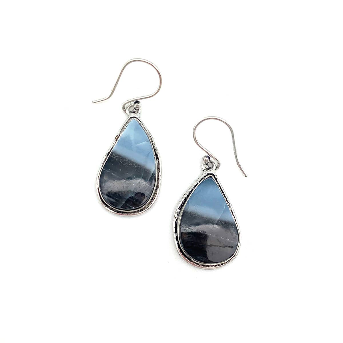 Kashi Semiprecious Large Stone Earrings - Blue Opal
