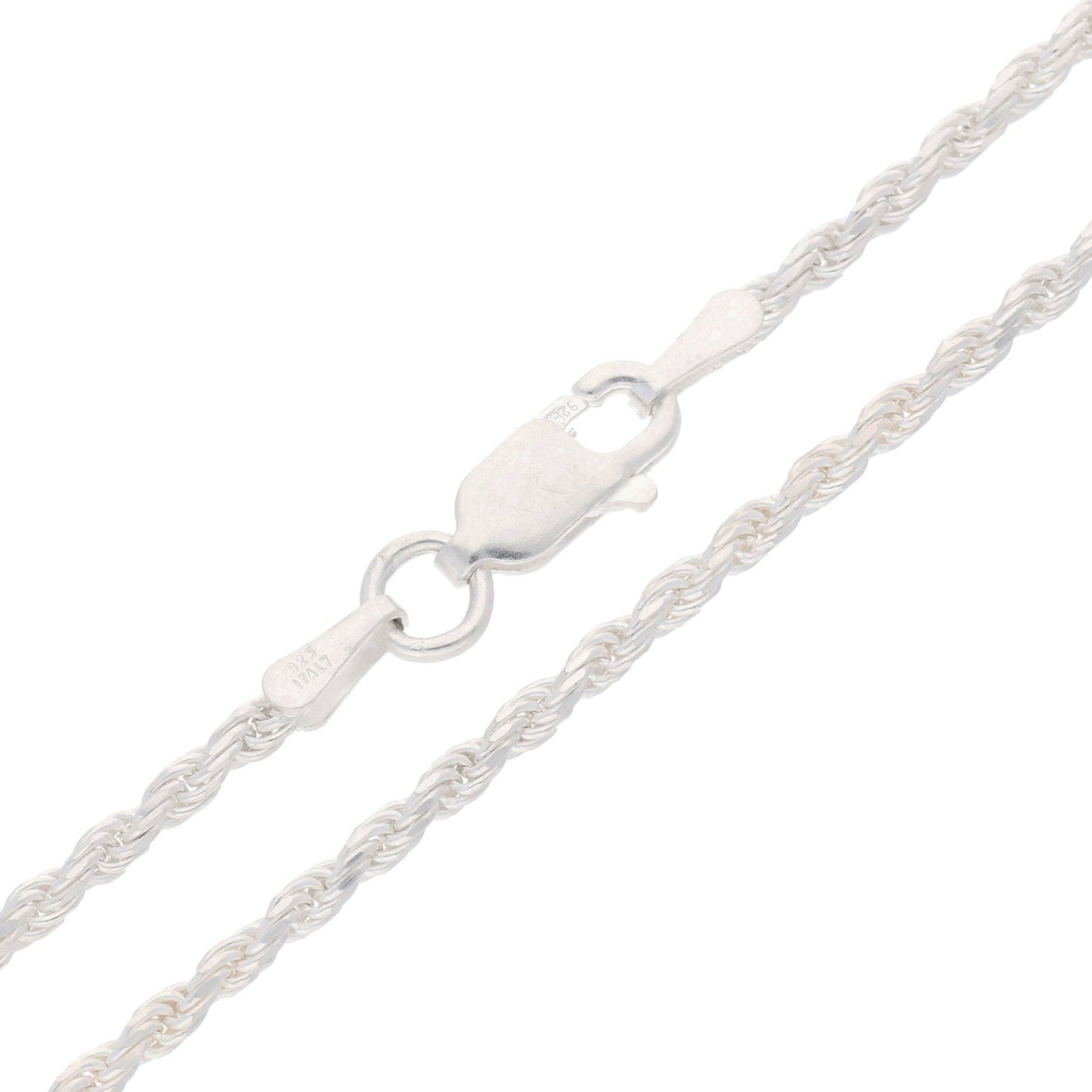 20" length 2mm Sterling Silver Diamond-Cut Rope Chain Necklace