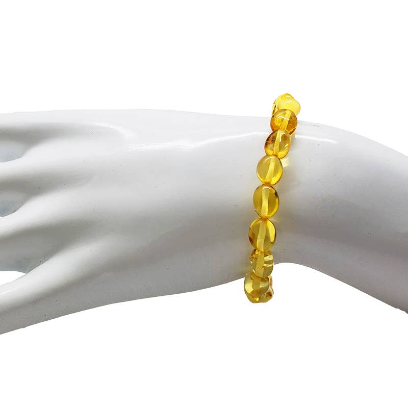 Citrine Amber Beaded Stretch Bracelet