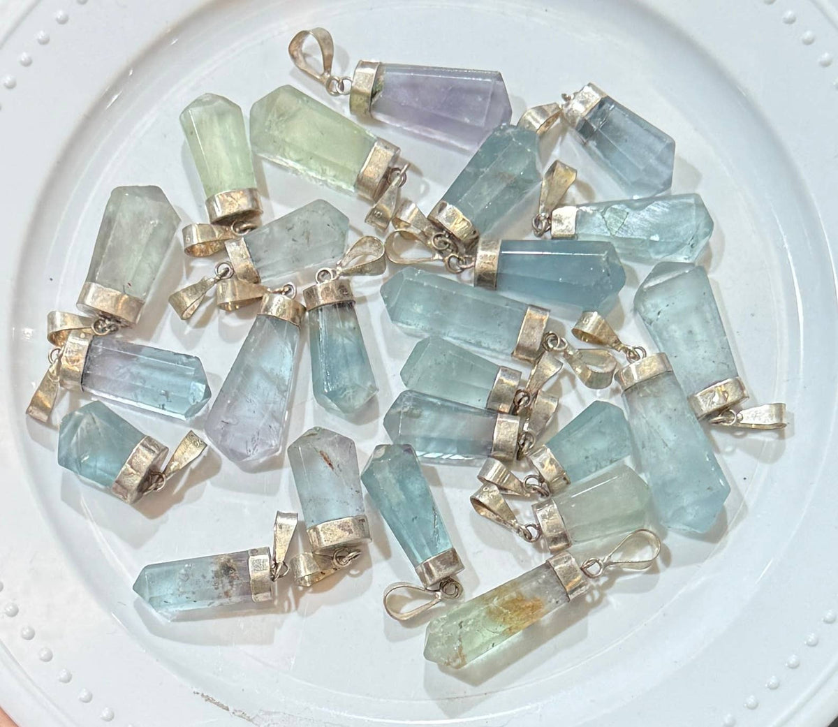 Fluorite Point Pendant with Sterling Silver Cap