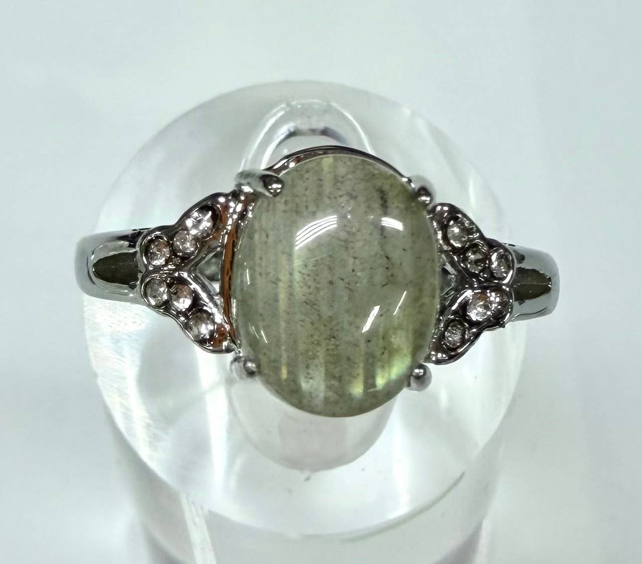 Natural Labradorite Stainless Steel Rings 9316)  8x10mm