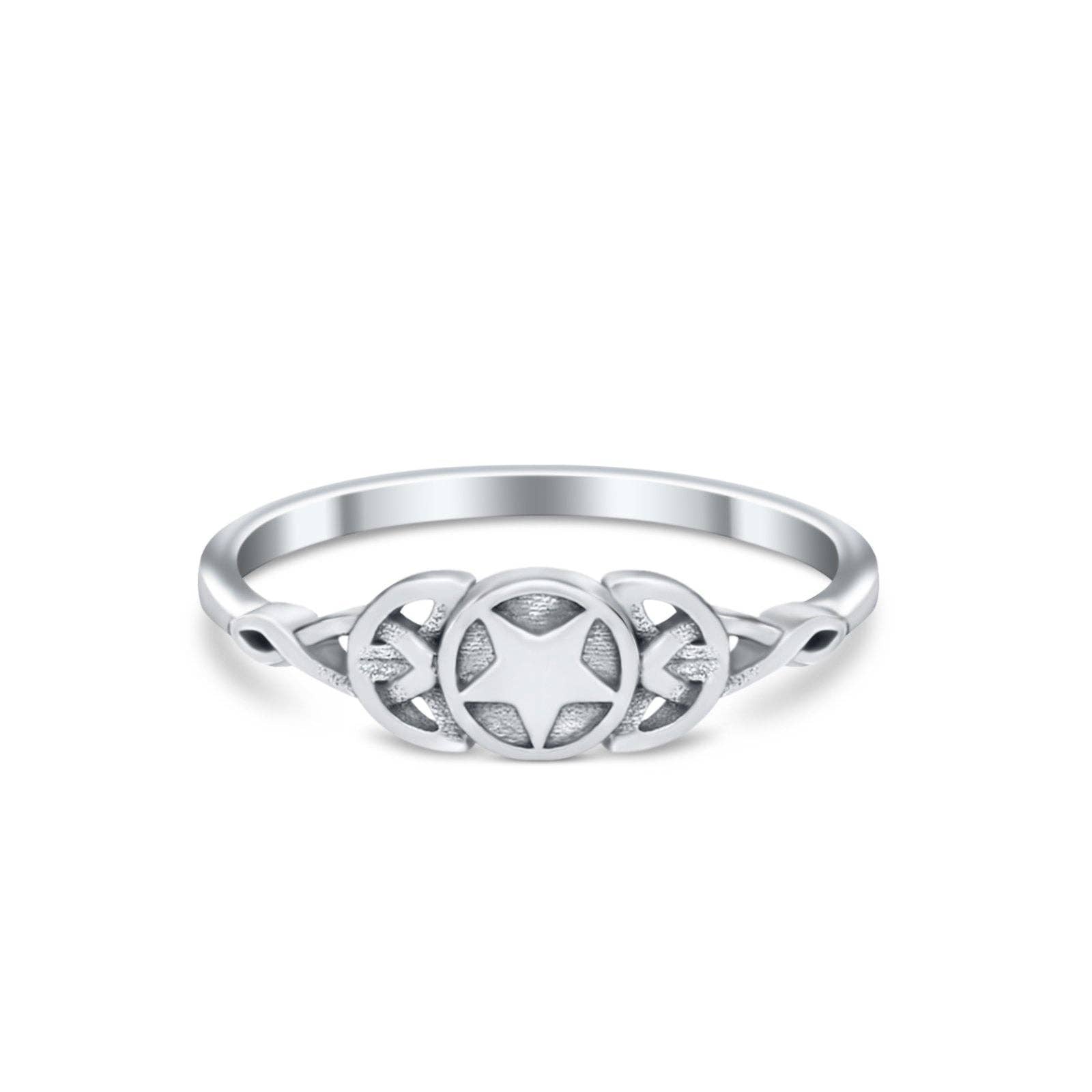 Infinity Pentagram Star Oxidized Ring Sterling Silver