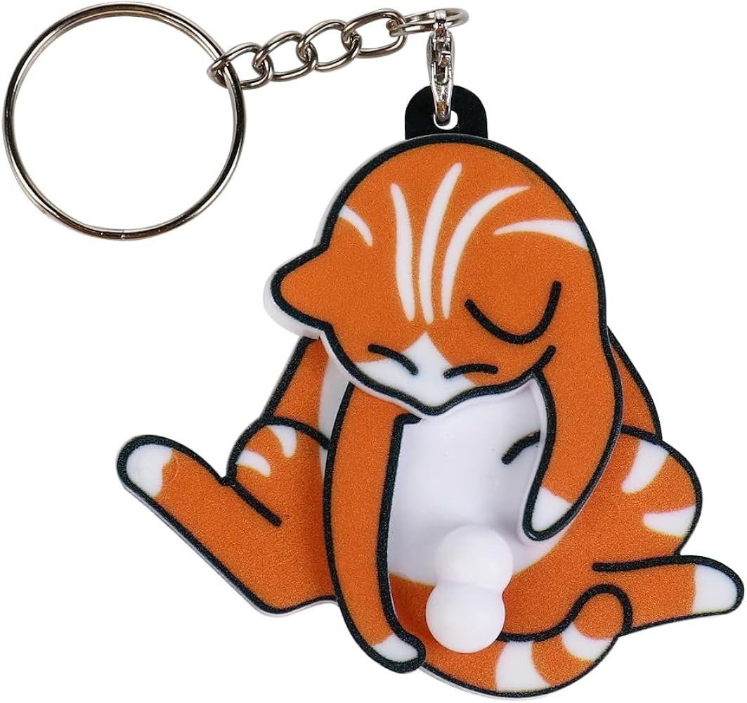 Cat Spinning His Balls Keychain