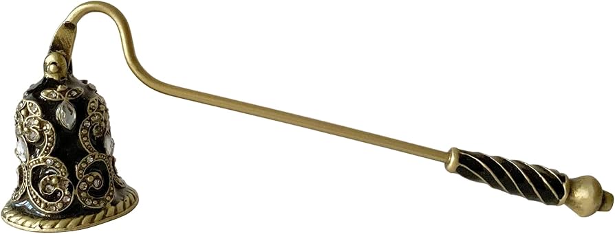 Ornate Brass Candle Snuffer - Black Bedazzle