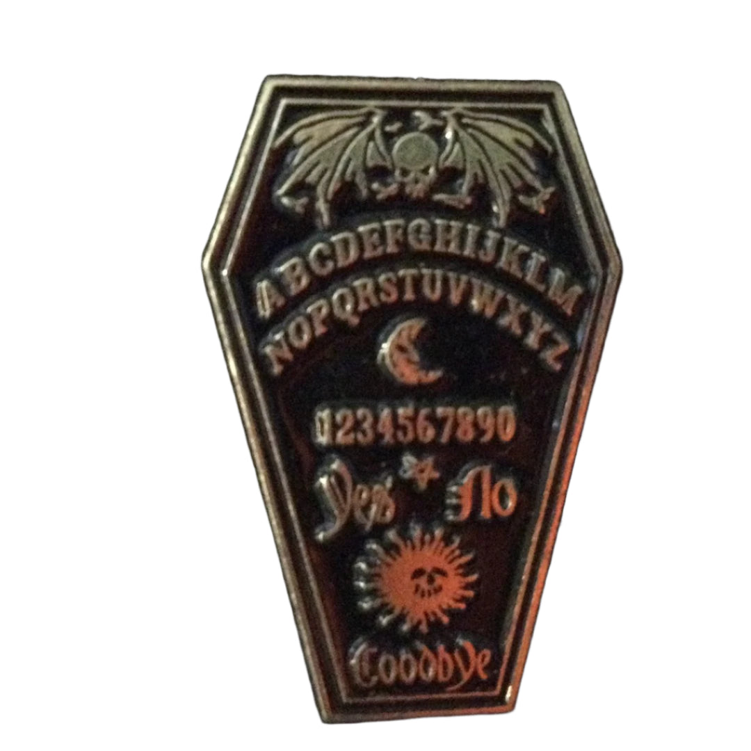 Spirit Board Coffin Enamel Pin