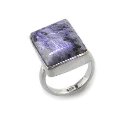 Genuine Purple Russian Charoite Sterling Silver Ring