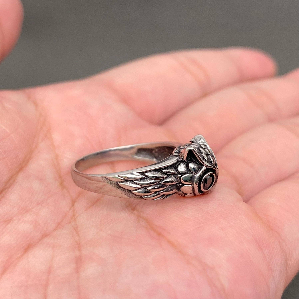 Stainless Steel Owl Ring