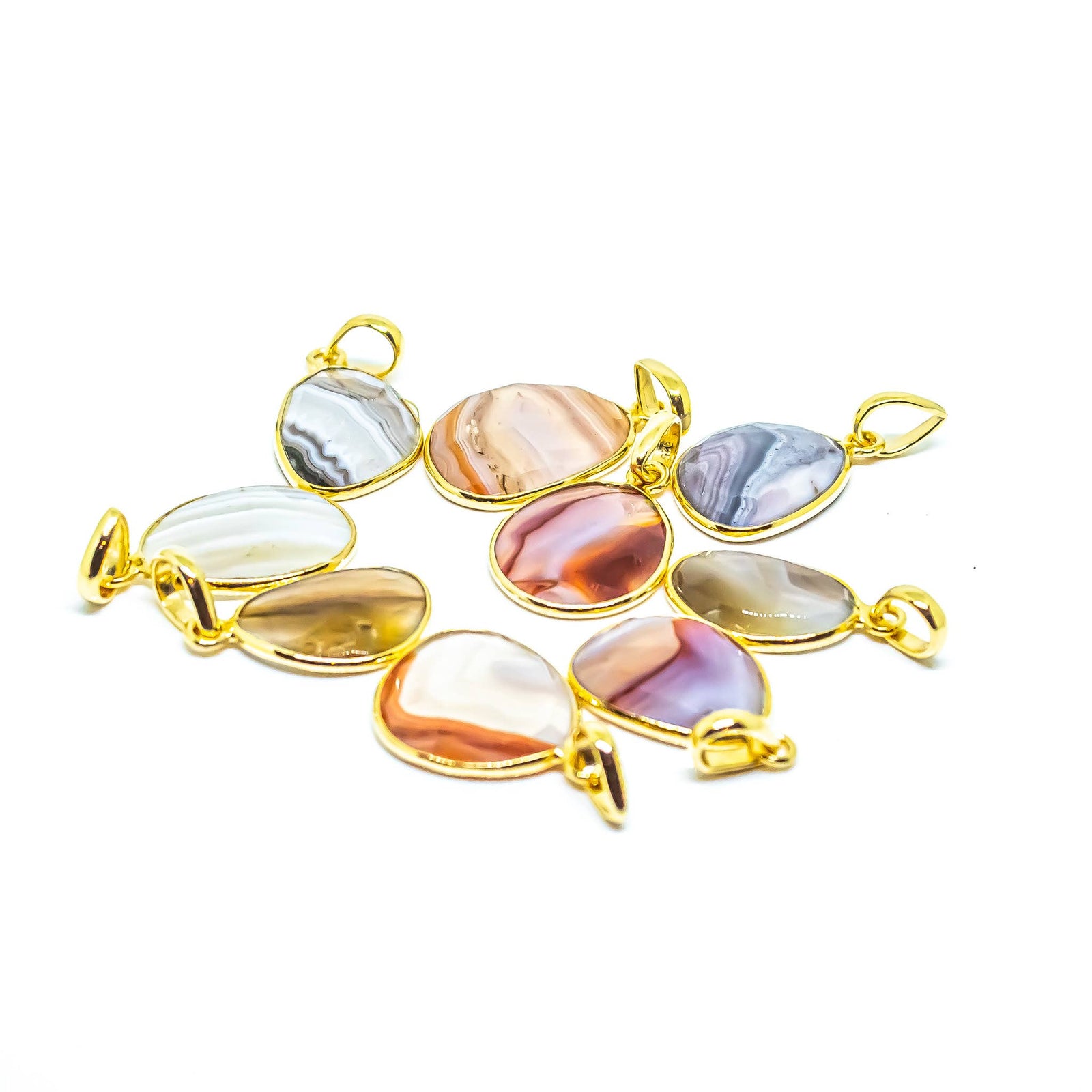 Agate Sterling Silver 18K Micron Abstract Pendant