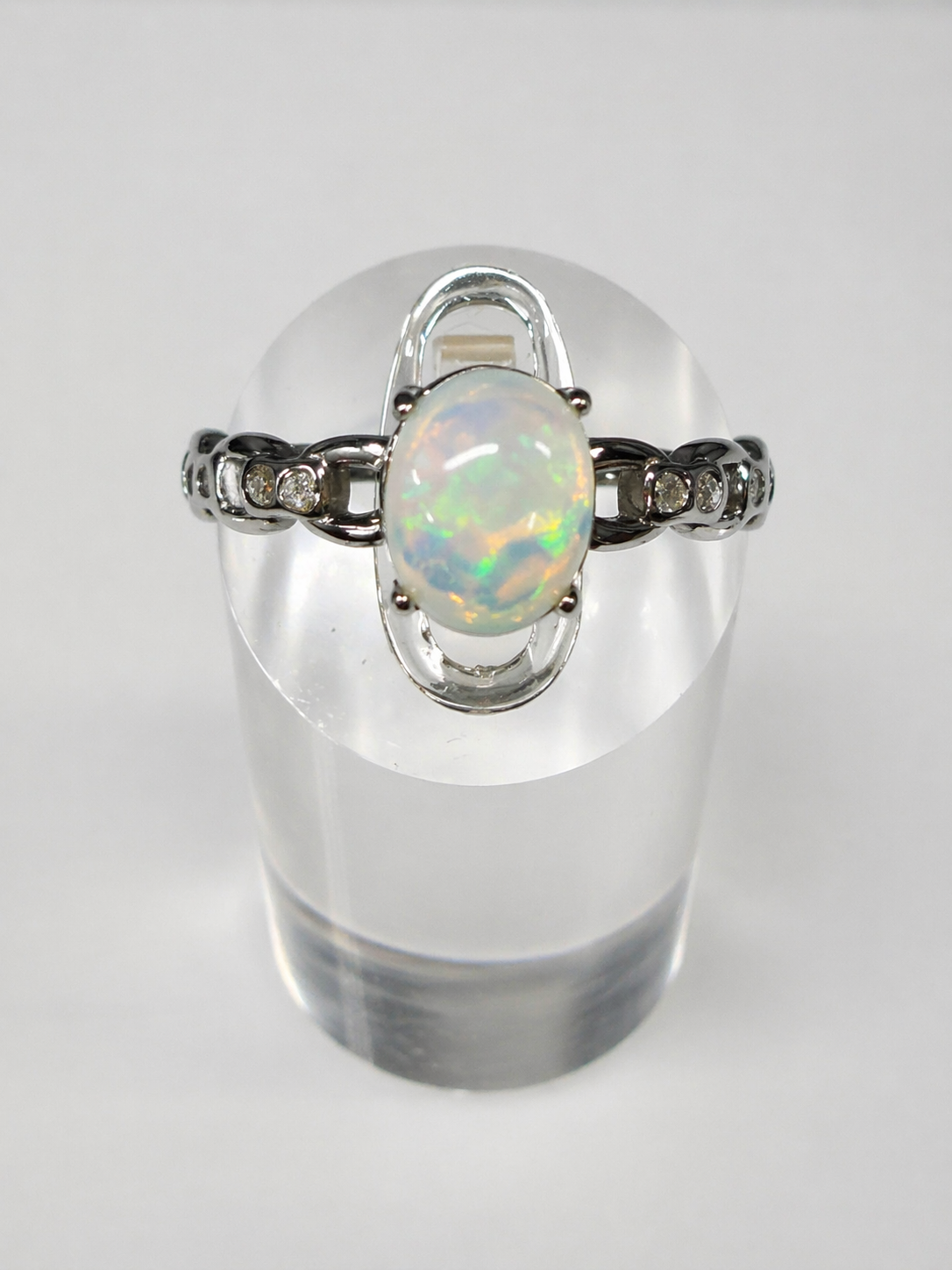 Natural Opal Stainless Steel Rings 7x9mm