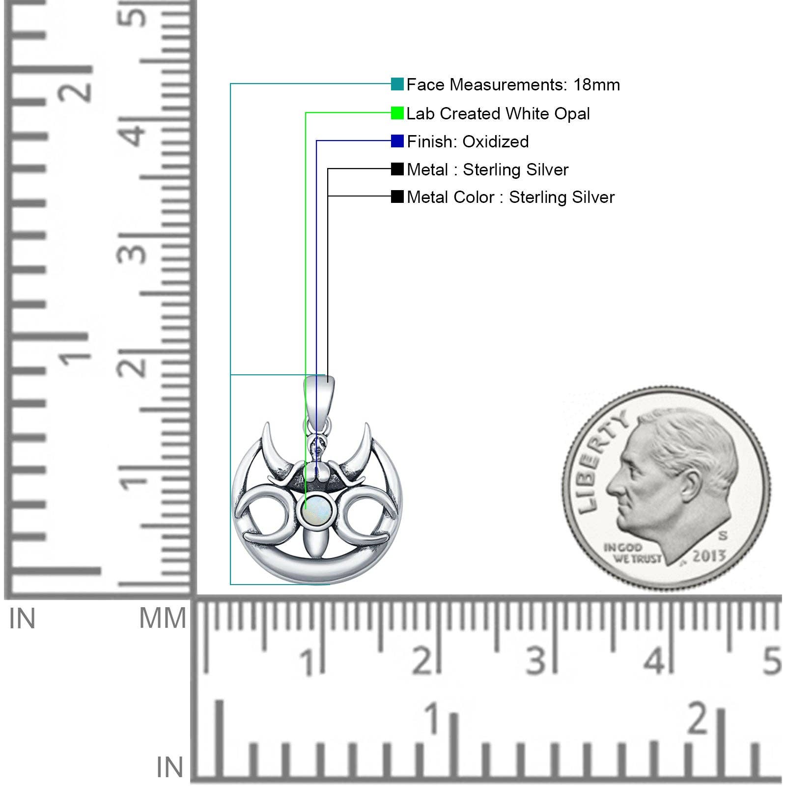 Round Lab Created White Opal Goddess Pendant