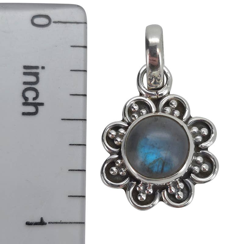 Labradorite Sterling Silver Flower Pendant