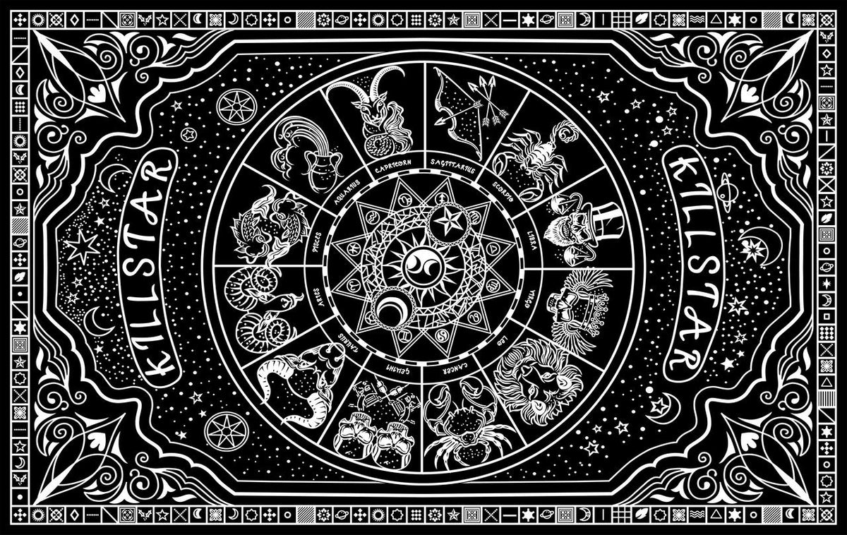 Zodiac Tapestry Black &amp; White 86x53