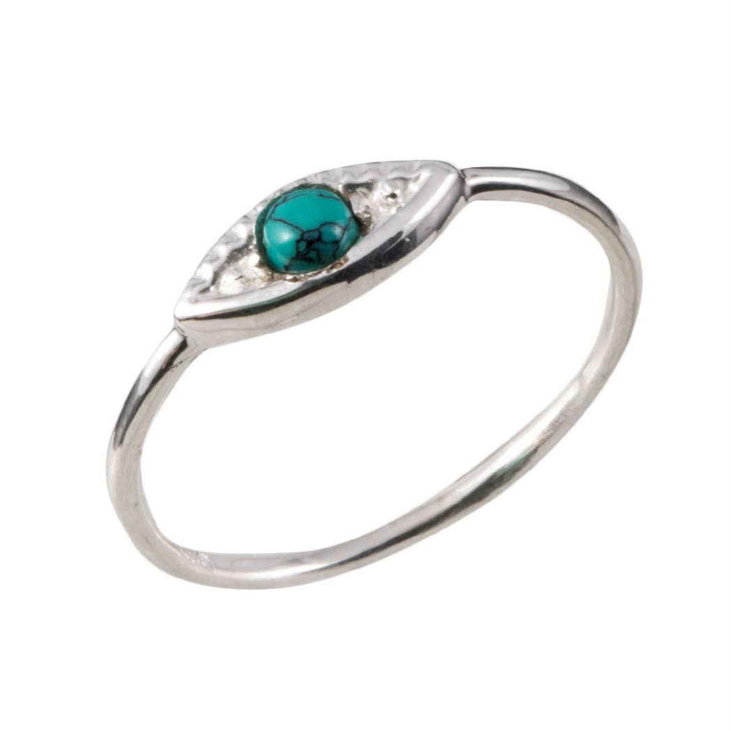 Mini Evil Eye Turquoise Sterling Ring