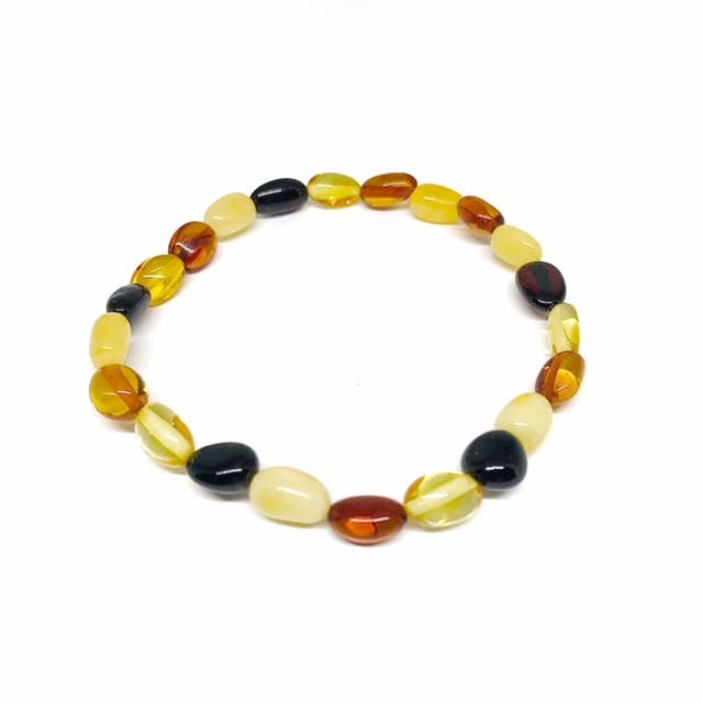 Multi Color Amber Small Stretch Bracelet
