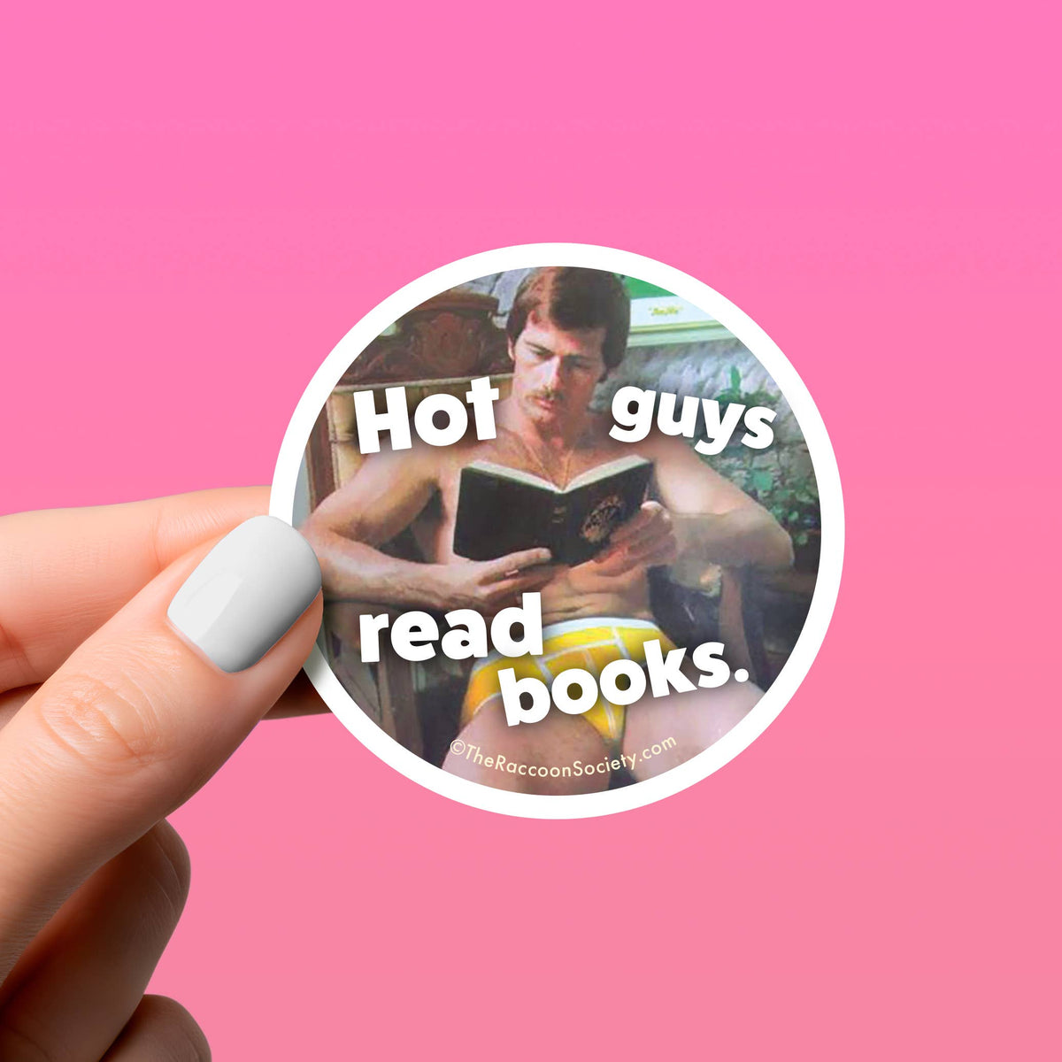 Funny Sticker - HOT GUYS READ BOOKS - Retro Sassy Humor