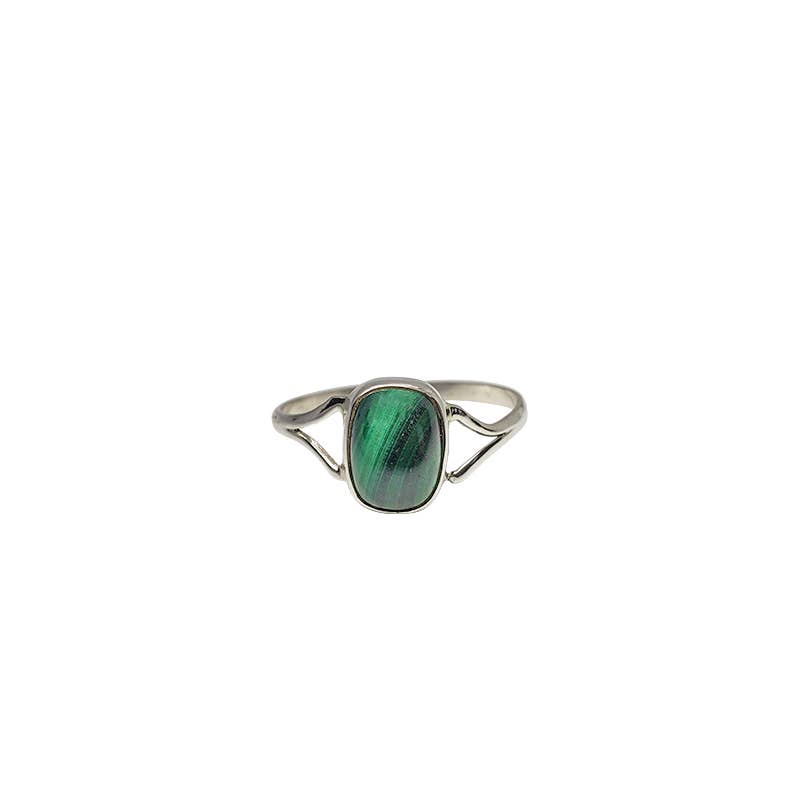 Malachite Stone Sterling Silver Ring