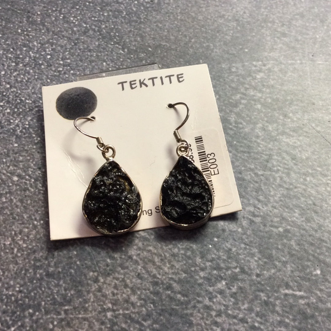 Tektite Sterling Silver Earrings