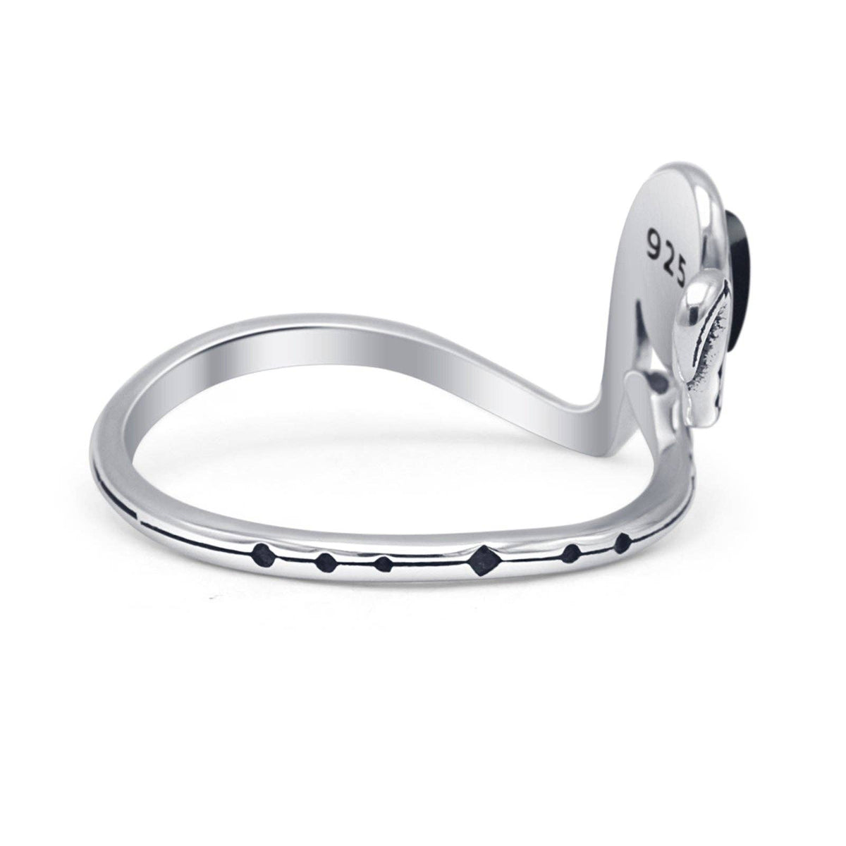 Snake with Black Agate Egg Ring Oxidized