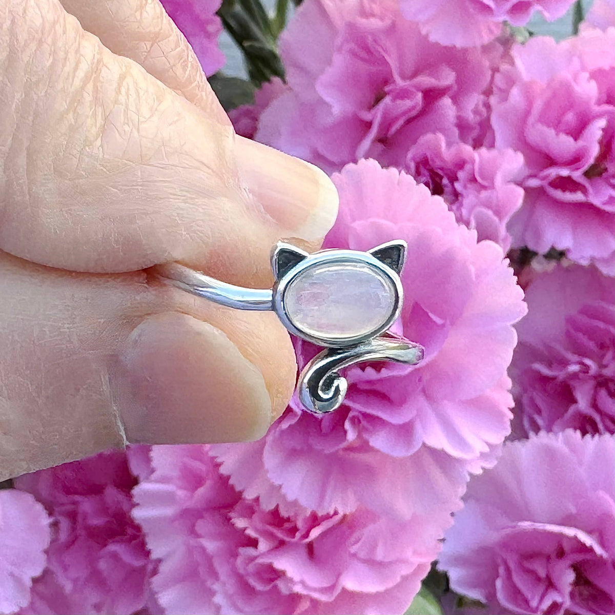 Cat with Moonstone Ring
