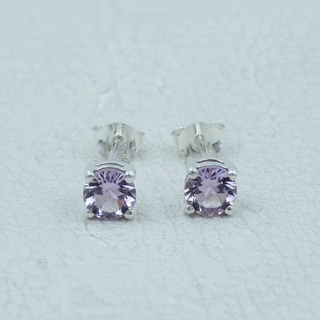 Amethyst 5 MM Stud Sterling Silver Earrings