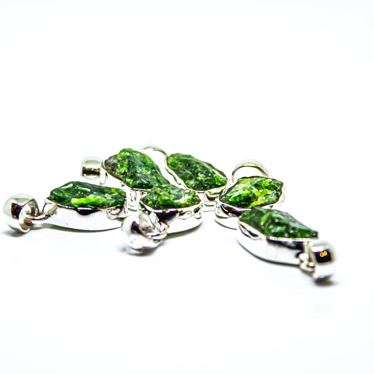 Green Tourmaline Freeform Sterling Silver Pendant