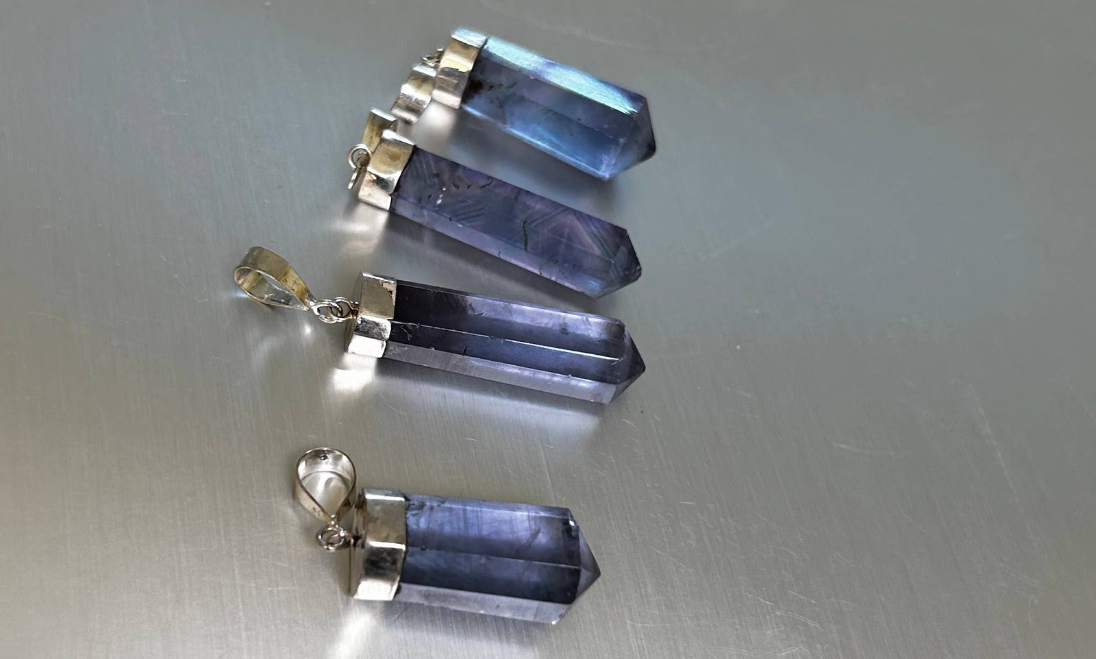 Purple Kunzite Pointed Pendant with Sterling Silver Cap