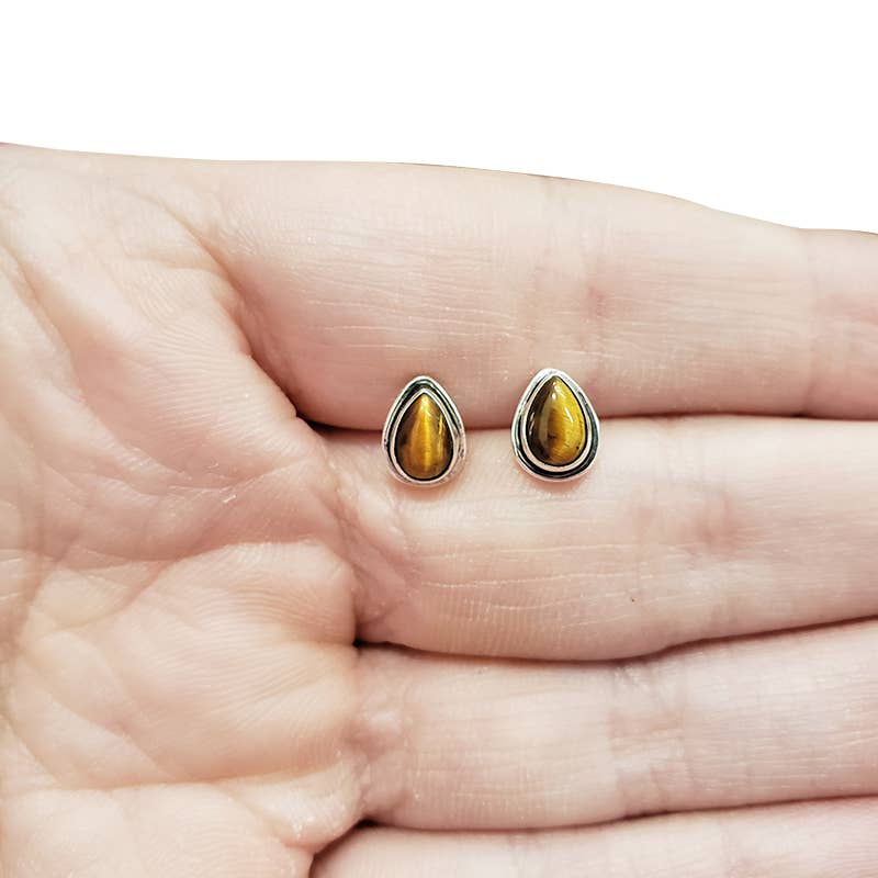 Tiger Eye  Sterling Silver Stud Earrings