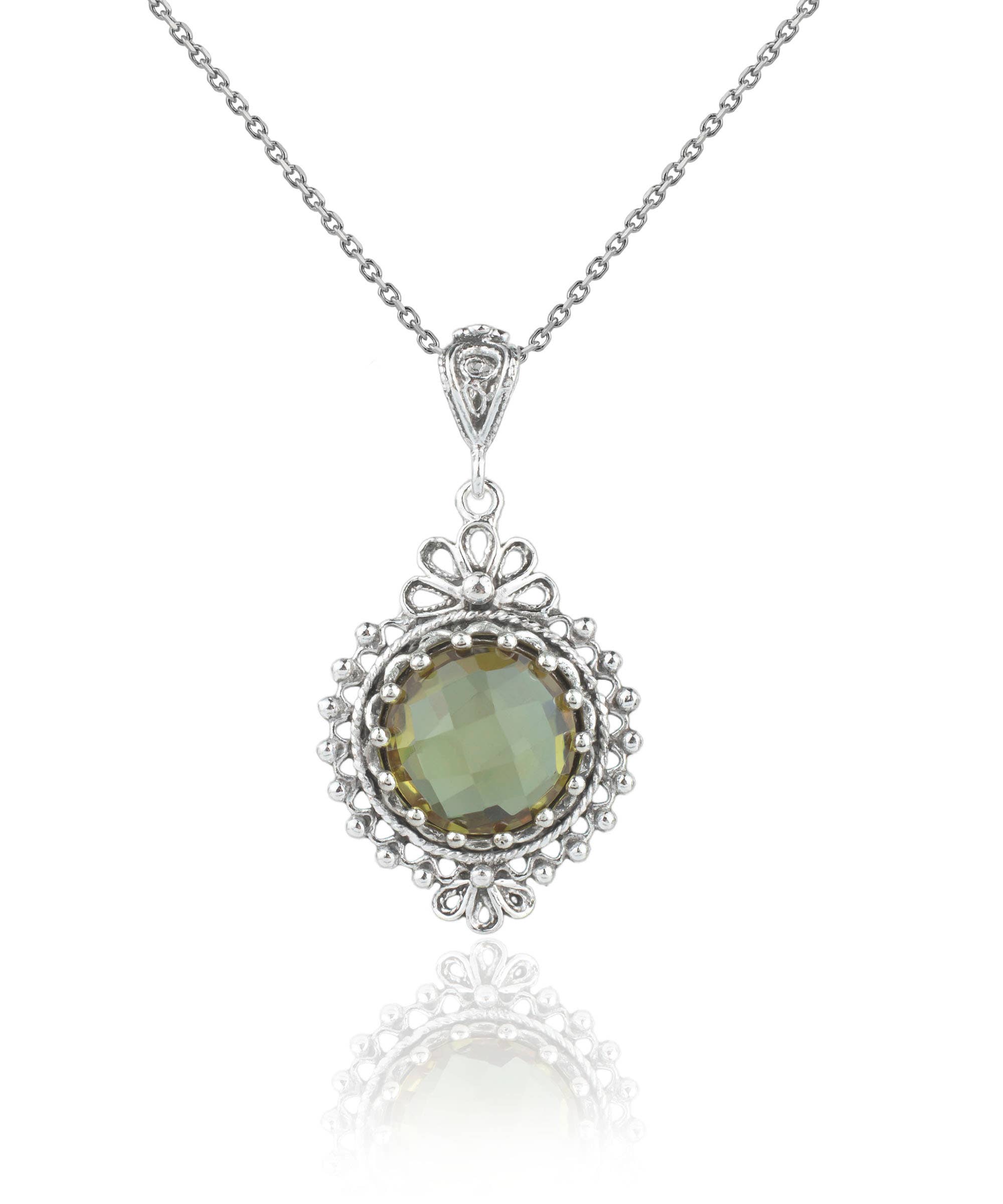 Sterling Silver Filigree Art Alexandrite Gemstone Pendant