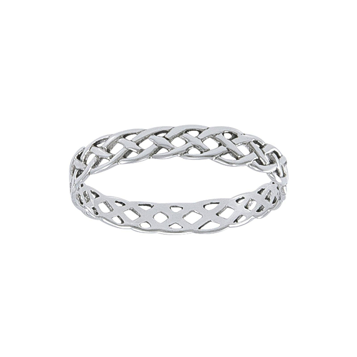 Narrow 4mm Neverending Celtic Knot Sterling Silver Band Ring