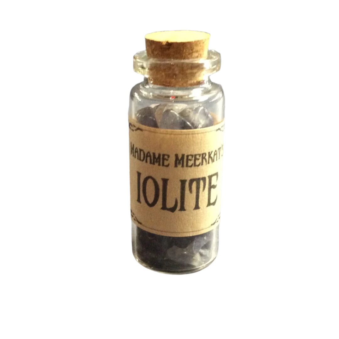 Iolite Crystal Chips in Bottle
